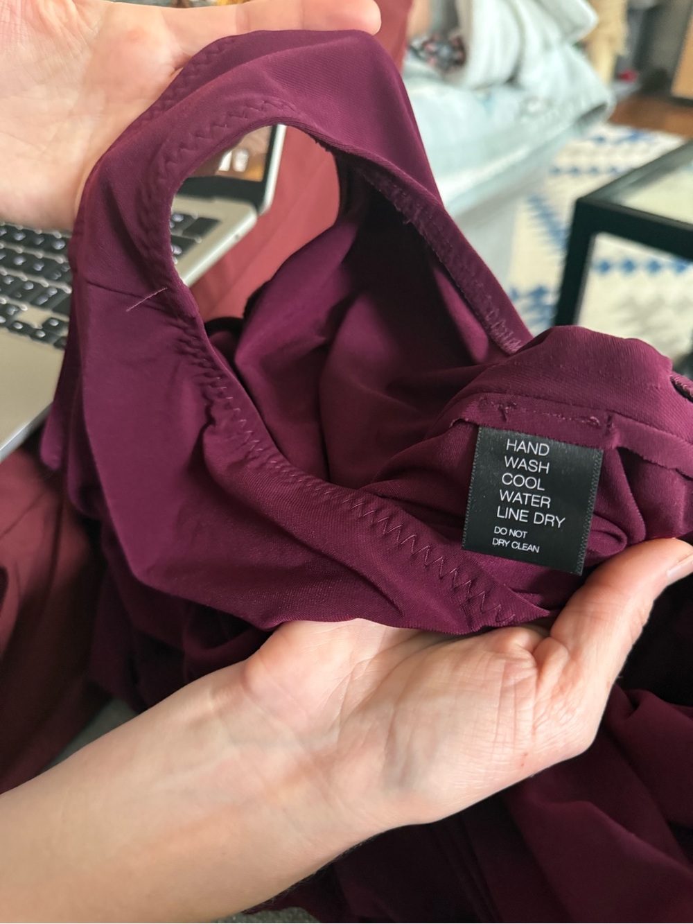 Norma Kamali One-Shoulder Ruched Midi Dress in Burgundy - Picture 6 of 6